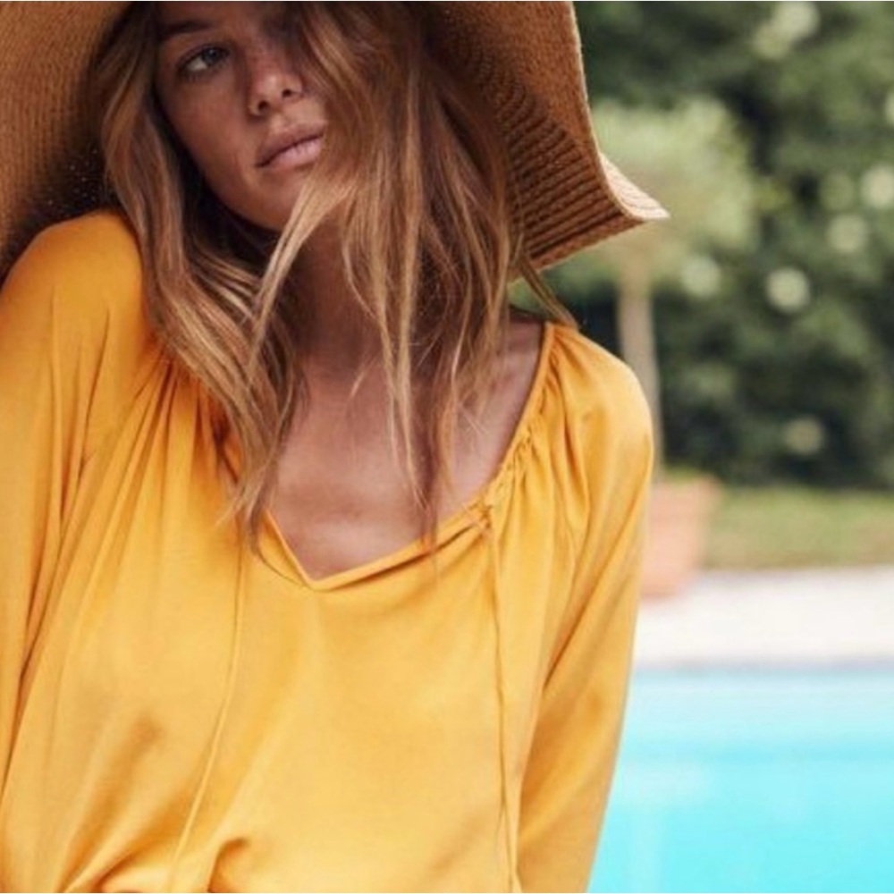 Sezane Alena Dress Yellow Silk Mini Size 44 / XXL.
